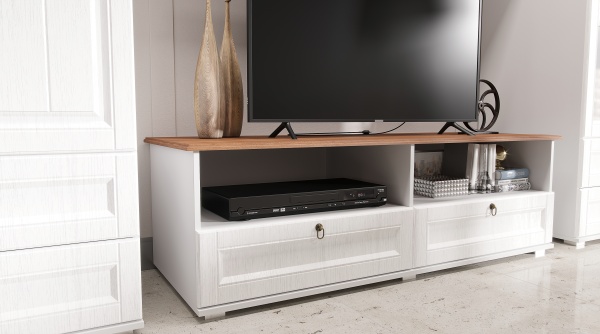 Гостиная Валенсия Тумба ТВ МИФ (Белый, Белый)