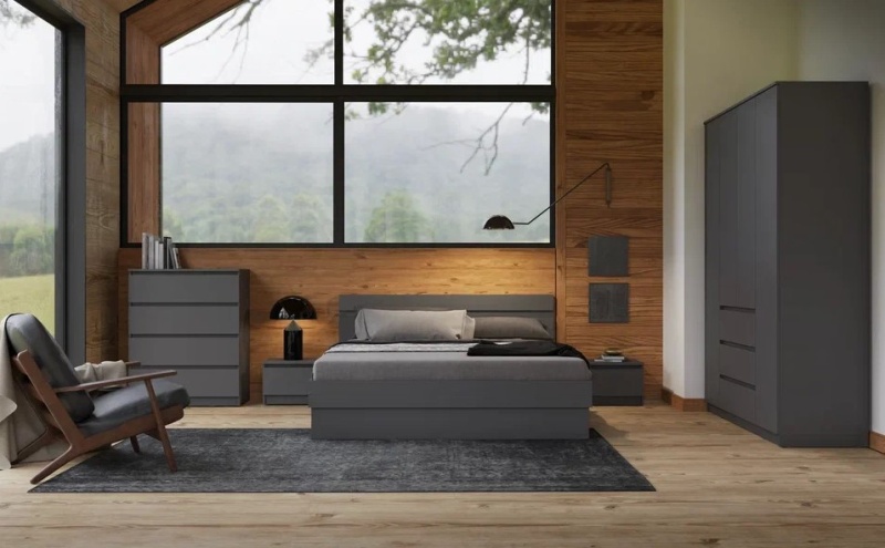 Челси Комод 800 (4 ящика) МИФ (Графит, графит)