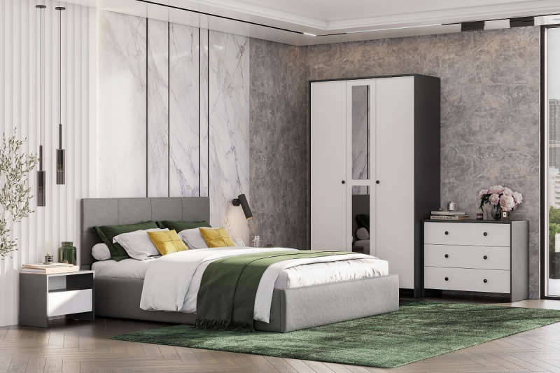 М/С Дольче Комод 3 ящика SV-мебель (Графит/Белый)