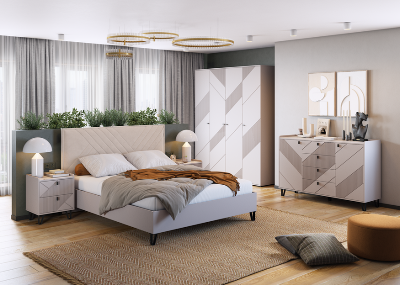 Спальный гарнитур Кашемир Кровать 1800 без основ. С МЯГКИМ ИЗГОЛОВЬЕМ МЛЕК (кашемир/сантьяго)