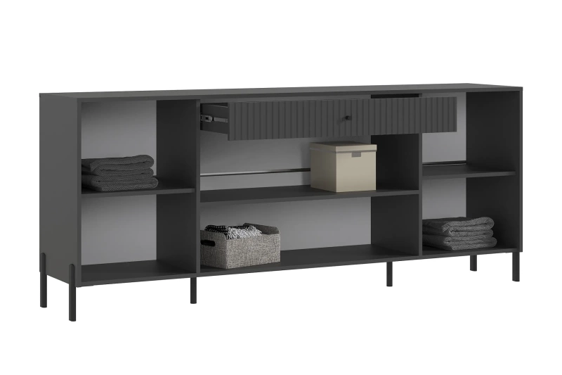 Гостиная Оливия Комод (металл) МИФ (Графит, Графит Софт NEW)