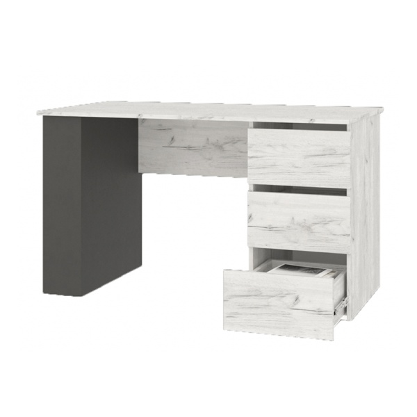 НКМ Кент-1 секция №2 стол с тумбой РОСТОК (Дуб Крафт Белый/Антрацит (1300*750*600))