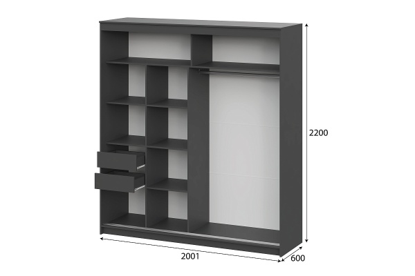 Шкаф-купе ШКП 3 (2,0) МАКС SV-мебель (Графит серый)