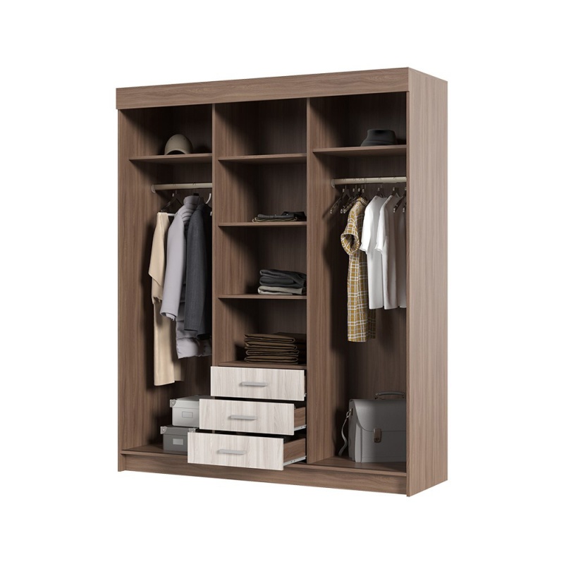 Лидер 1 Шкаф-купе 170-1К СТЕНД (фасад ШИМО СВЕТЛ/корпус ШИМО ТЕМН (1,7х2,1х0,562))