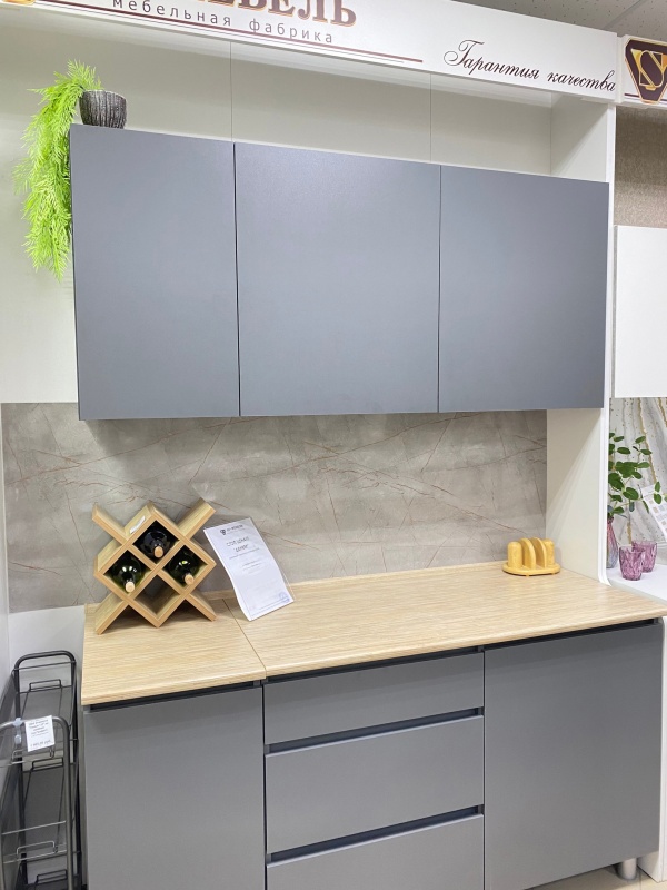 Кухонный гарнитур Денвер (1600) (ЛДСП) SV-мебель (Графит серый/Дуб Сонома)