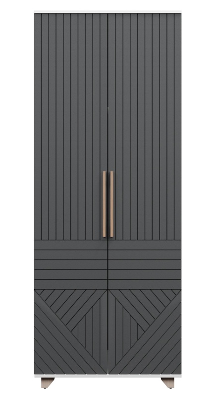 Копенгаген Шкаф 2-х ств. (12 СТУЛЬЕВ) (Корпус: ЛДСП Белый, Фасад: МДФ Серый графит)