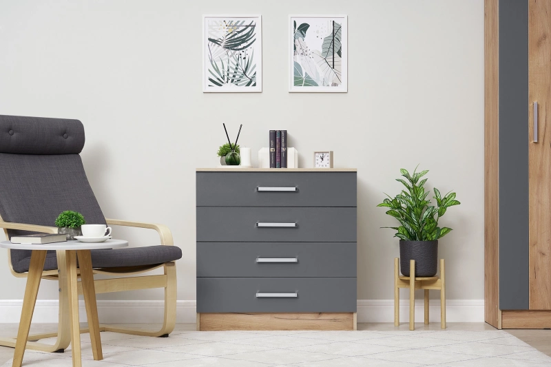 Спальный гарнитур Мартина Комод 800 МИФ (Графит, Дуб крафт золото)