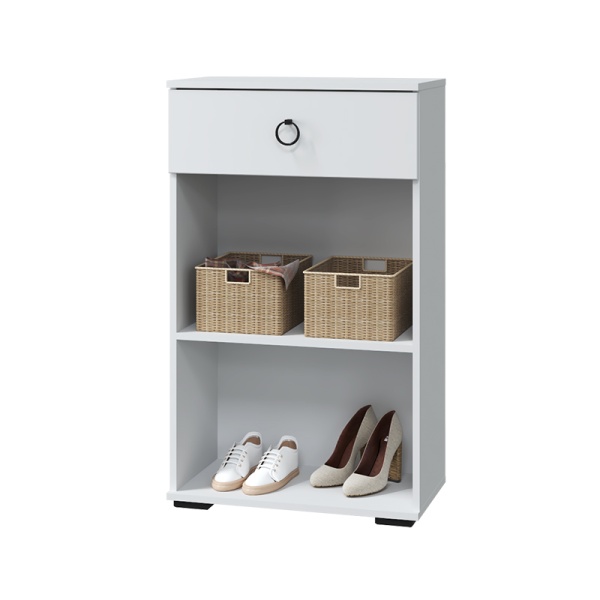 Прихожая Шарлиз Тумба с дверками и ящиком МЛЕК (Белое сияние/белый снег (602*1002*318))