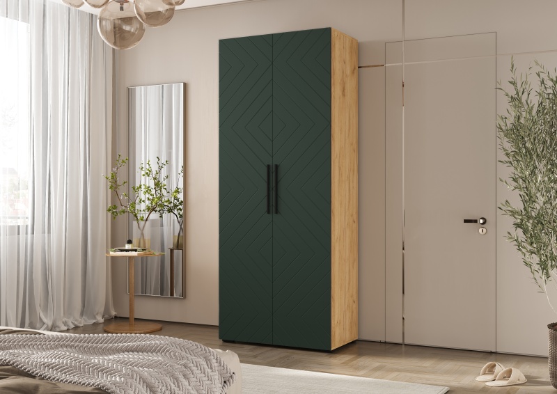 Спальный гарнитур Флэш Шкаф 2-х ств.(900) МИФ (Браш Мени Грин, Дуб Крафт золото)