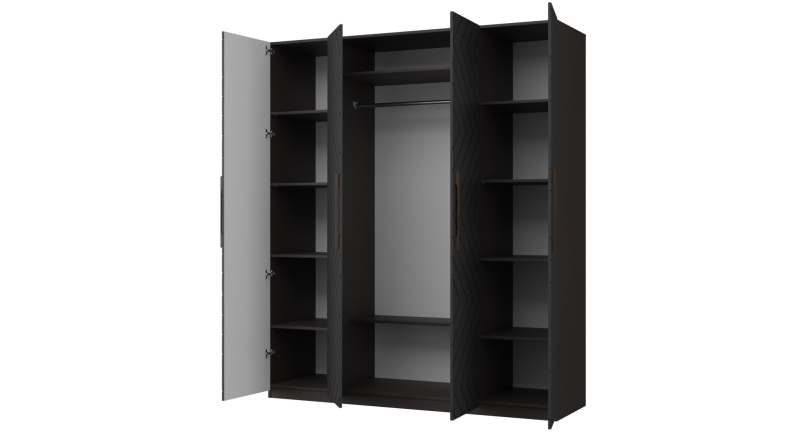 Копенгаген Шкаф 4-х ств. (12 СТУЛЬЕВ) (Корпус: ЛДСП Венге, Фасад: МДФ Черный мат)