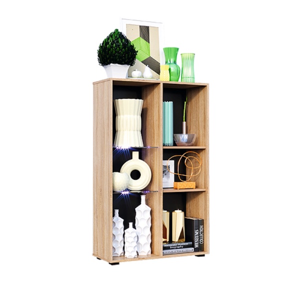 Гостиная Нэнси New Шкаф-стекло исп.2 (МДФ) МИФ (Белый глянец холодный, Сонома)