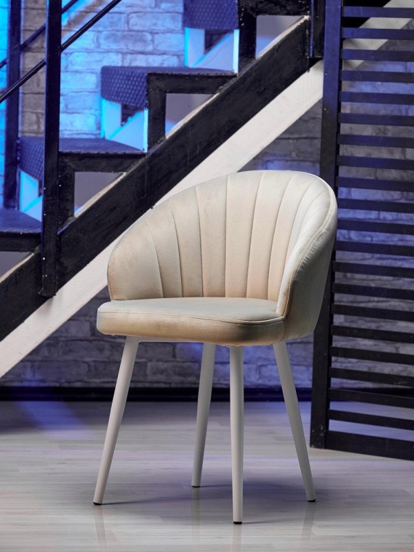 Стул Зефир ПАМИР (F06 Светло-бежевый/Белая опора)