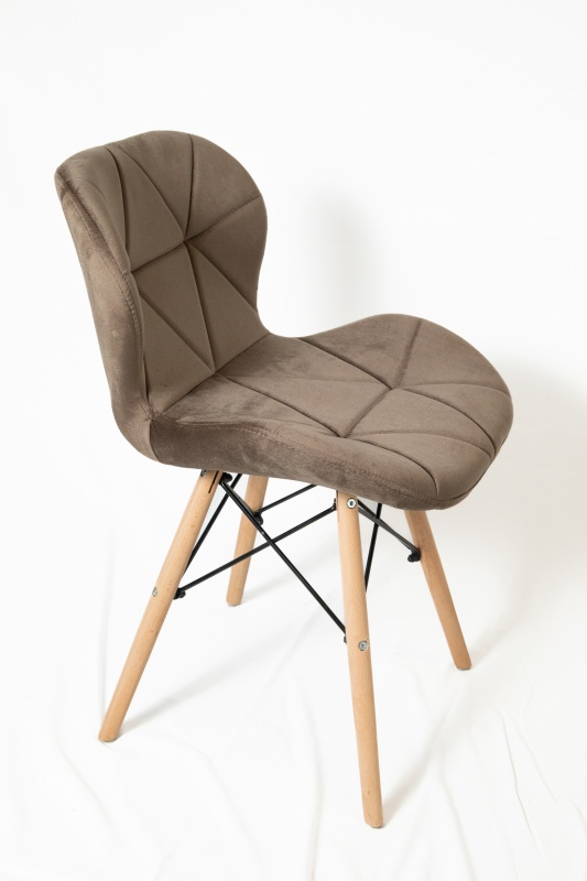 Стул Манжера КНР (бархатный стул, деревянные ножки, металлический каркас 59 темно-коричневый)