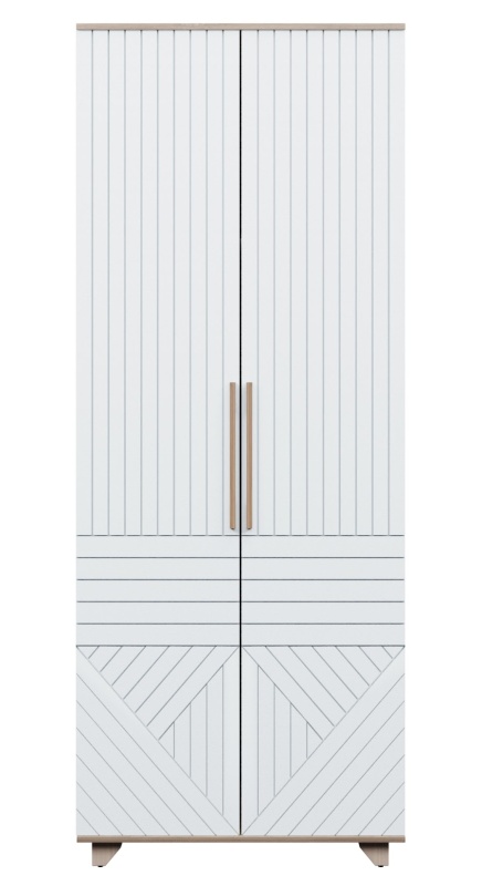 Копенгаген Шкаф 2-х ств. (12 СТУЛЬЕВ) (Корпус: ЛДСП Дуб Сонома, Фасад: МДФ Белый мат)