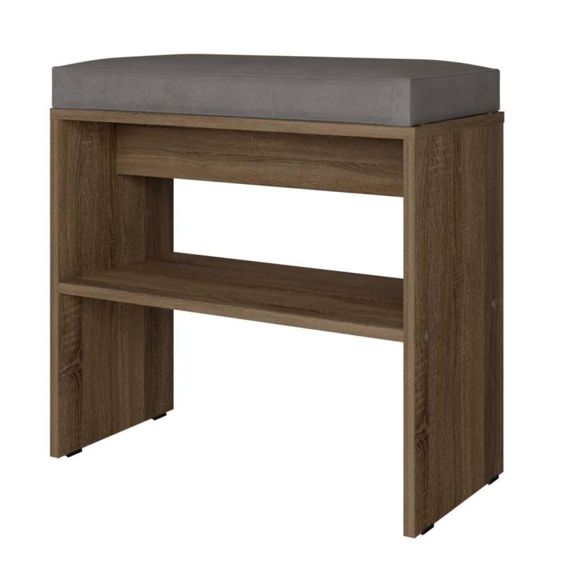 Копенгаген Скамья в Прихожую с подушкой (12 СТУЛЬЕВ) (ЛДСП Самдал/Ткань серый)