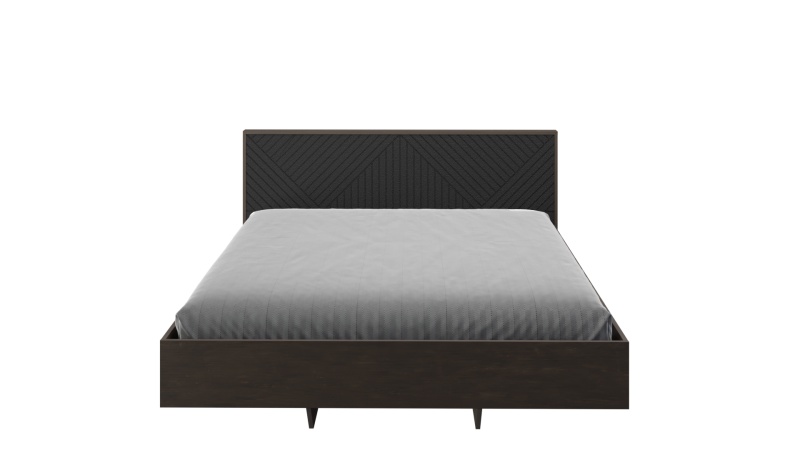 Копенгаген Парящая Кровать 1,6 с настилом (12 СТУЛЬЕВ) (Корпус: ЛДСП Венге, Фасад: МДФ Черный мат)