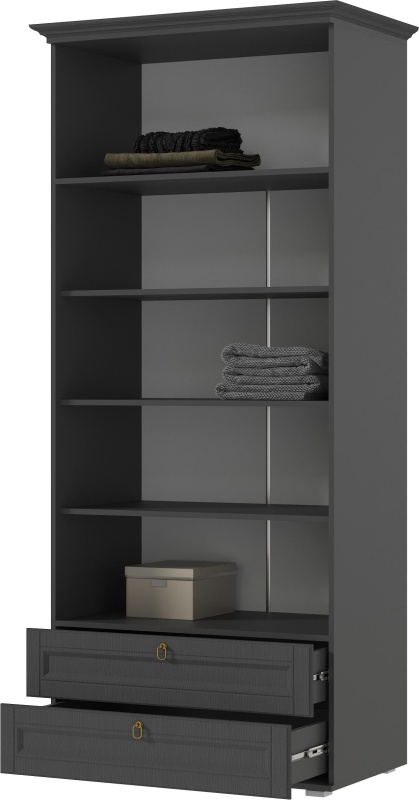 Гостиная Престиж-1 ПВХ Шкаф со стеклом МИФ (Графит/Графит структурный)