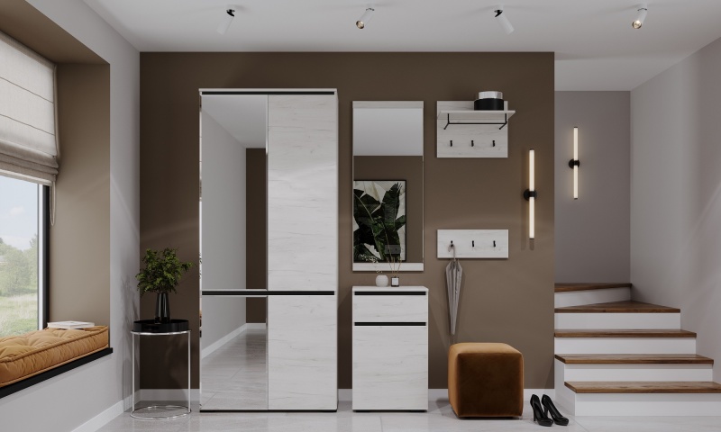 Прихожая Гретта Тумба 1С1Я ПАМИР (Крафт белый-Антрацит (500*811*411))