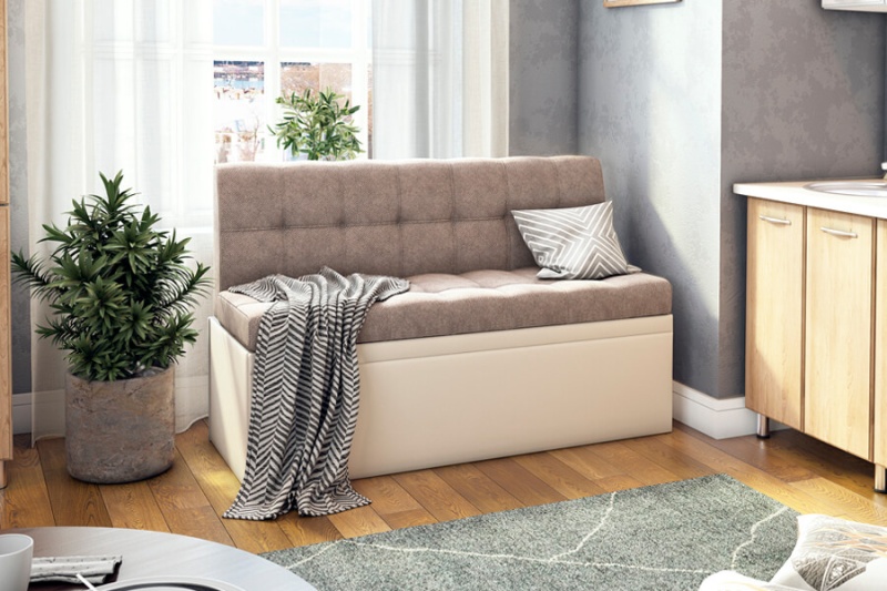 Диван прямой Остин МЛЕК (Delon корич./reex cream(1430*880*630))