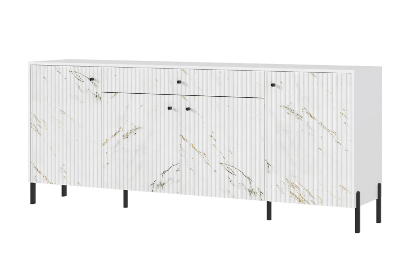 Гостиная Оливия Комод (металл) МИФ (Белый, Мрамор золото)