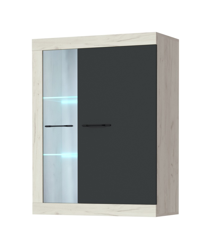 Гостиная Соната ВНС-800: Витрина навесная ПАМИР (Крафт белый-Антрацит)