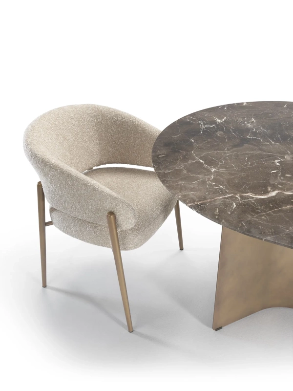 Стул Наполи (CDC-4117) КНР (Белый, опоры золото. Обеденный стул с подлокотником)