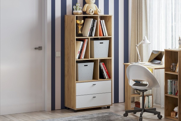 Модульная система Милан Стеллаж SV-мебель (Дуб Золотой/Белый Матовый)