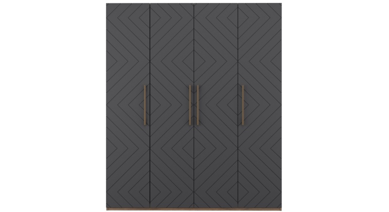 Копенгаген Шкаф 4-х ств. (12 СТУЛЬЕВ) (Корпус: ЛДСП Дуб Самдал, Фасад: МДФ Серый графит)