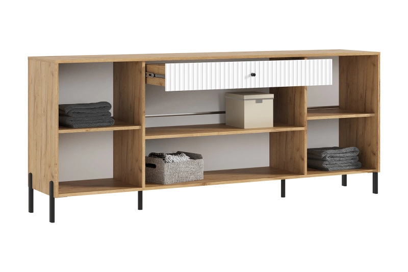 Гостиная Оливия Комод (металл) МИФ (Дуб Крафт золото, Браш Вайт)