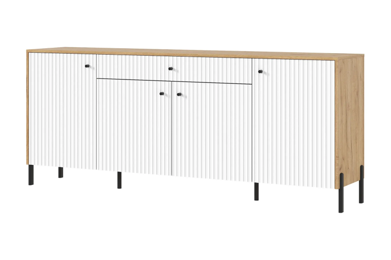 Гостиная Оливия Комод (металл) МИФ (Дуб Крафт золото, Браш Вайт)