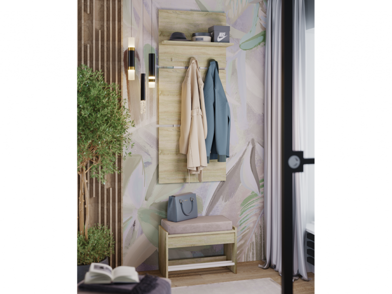 НКМ Эдем-1 секция №1 вешалка РОСТОК (Дуб сонома / Белый жемчуг)