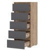 Хелен/Люмо КМ 03 Комод 502 5 ящиков СТЕНД/ТВД (фасад СЕРЫЙ ГРАФИТ 0162/корпус ДУБ КРАФТ ЗОЛОТО)