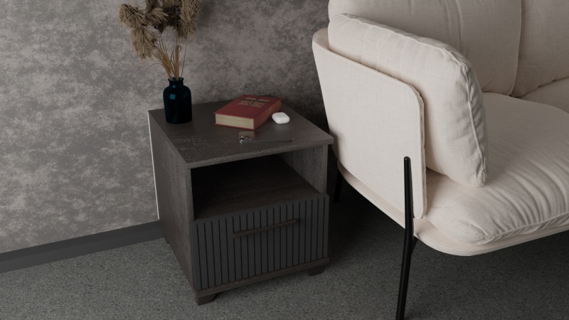 Копенгаген Тумба прикроватная с ящиком (12 СТУЛЬЕВ) (Корпус: ЛДСП Венге, Фасад: МДФ Черный мат)