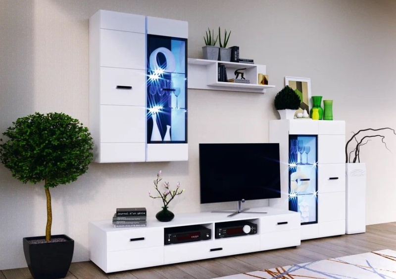 Гостиная Нэнси NEW Комод (3 д.+3ящ.) (МДФ) МИФ (Белый глянец холодный, Белый)