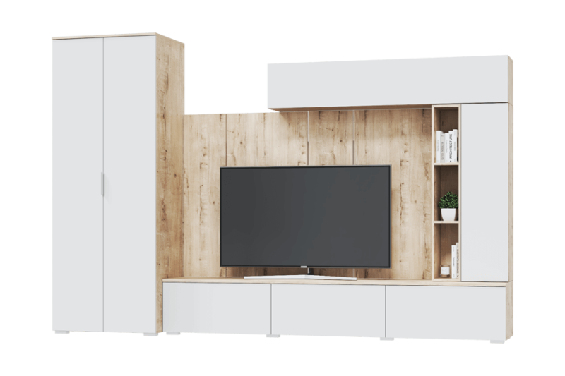 Гостиная Сканди Шкаф настенный 1 створчатый 1680 МЛЕК (Дуб бунратти/белый (316*1680*314))