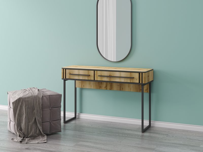 НКМ Аэлита секция №7 консоль на мет. опорах РОСТОК (Дуб Вотан / Черный (1170*758*350))