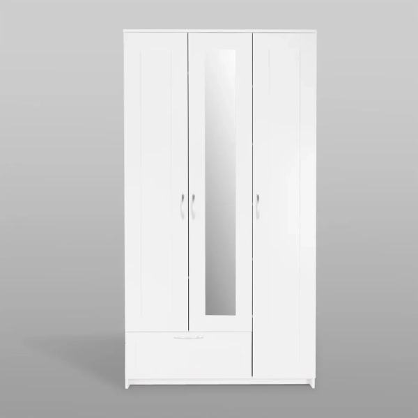 Сириус шкаф 3 двери и 1 ящик (с 1 зеркалом) СВЕДСТА (Белый (1171*2196*585))