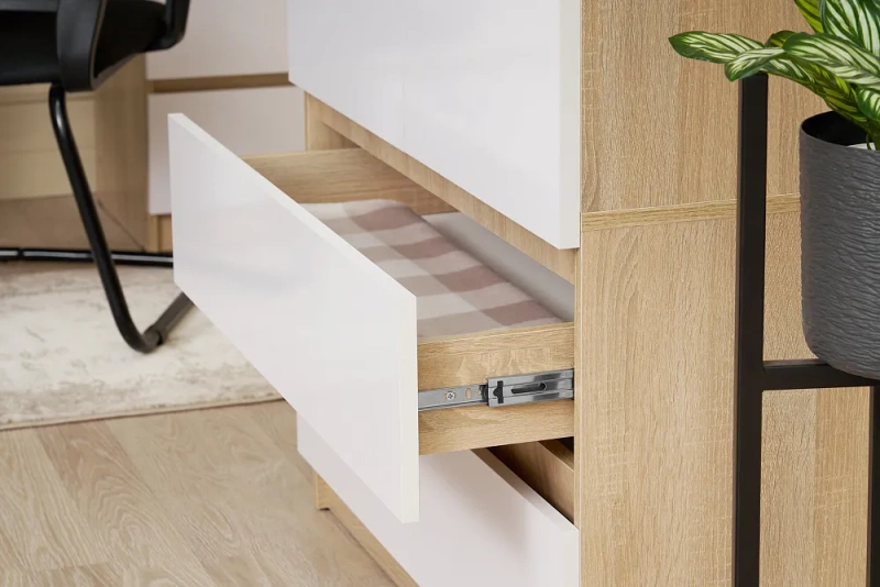 Челси Шкаф 2-х ств (2УПК) с антресоль-тумба универсальная МИФ (Белый глянец холодный, дуб сонома)