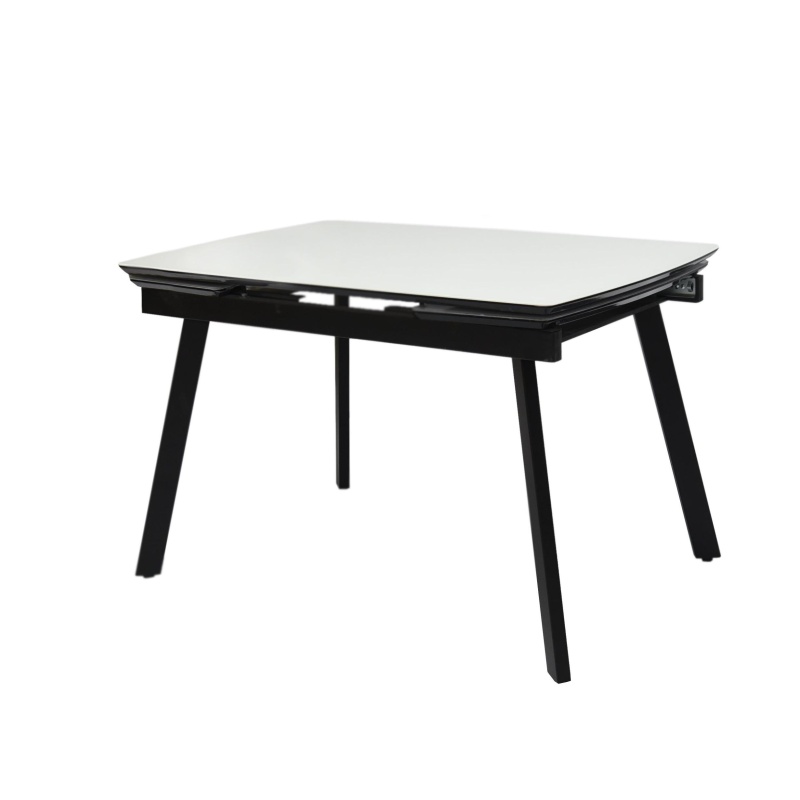 Стол Мадрид Люкс Про Керамика 1400 Ваша мебель (Керамика 920 B Бежевый опал, МДФ+пленка черная, каркас черный+Опора №16 муар черный (1400(2000)х850) )