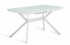 Стол Олимп Стекло 1400 Ваша Мебель (стекло белое/мдф белый/каркас основание X МУАР белый (1400(1800)х850))
