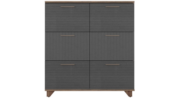 Копенгаген Обувница 6 ящиков (12 СТУЛЬЕВ) (Корпус: ЛДСП Дуб Самдал, Фасад: МДФ Серый графит)