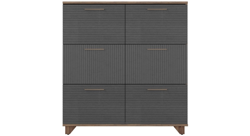 Копенгаген Обувница 6 ящиков (12 СТУЛЬЕВ) (Корпус: ЛДСП Дуб Самдал, Фасад: МДФ Серый графит)