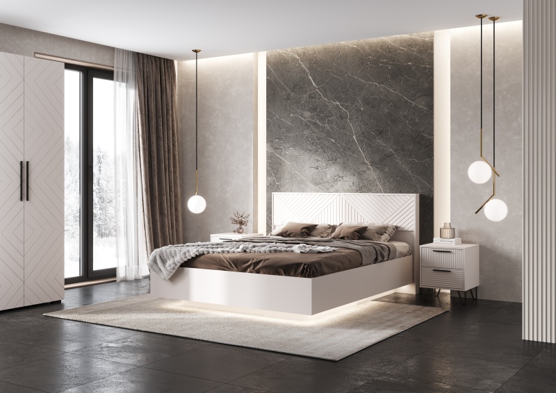 Спальный гарнитур Флэш Кровать парящая 1,6м с ПМ МИФ (Кашемир, Кашемир)