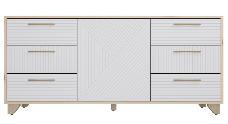 Копенгаген Комод (12 СТУЛЬЕВ) (Корпус: ЛДСП Дуб Сонома, Фасад: МДФ Белый мат)