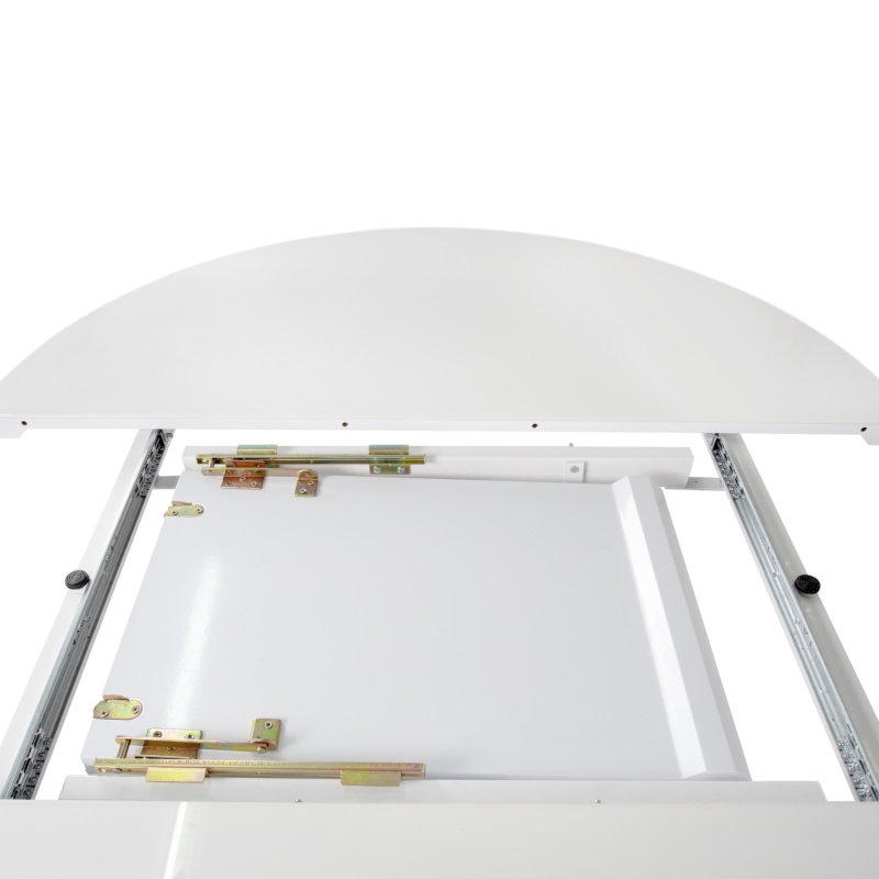 Стол Бахус Стекло 1200 Ваша Мебель (стекло белое/мдф белый/каркас основание МУАР белый (d=1200(1600)))