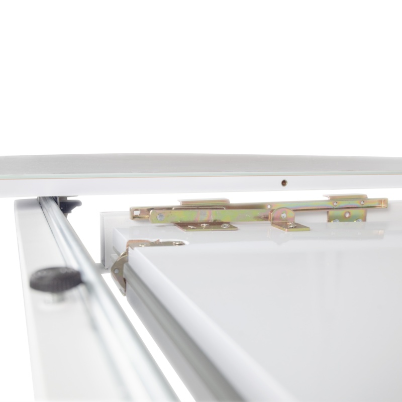 Стол Бахус Стекло 1200 Ваша Мебель (стекло белое/мдф белый/каркас основание МУАР белый (d=1200(1600)))