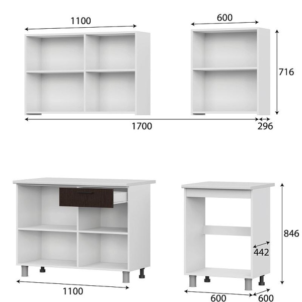Кухонный гарнитур "Розалия" (со столешницей) SV-мебель (Белый / Дуб Млечный / Дуб Венге / Антарес СНЯТ)
