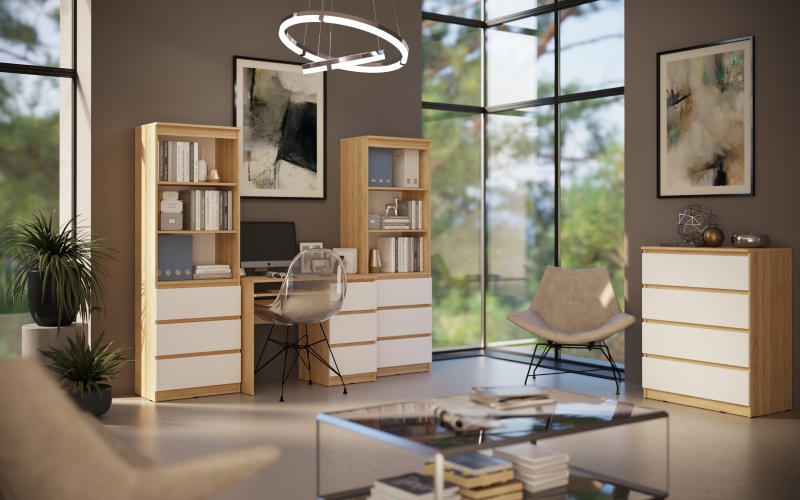 Челси Тумба ТВ МИФ (Белый глянец холодный, дуб сонома)