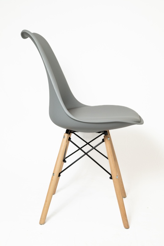 Стул Хобарт КНР (пластиковое сиденье с подушкой из полиуретана, деревянные ножки с металлическим каркасом СЕРЫЙ)