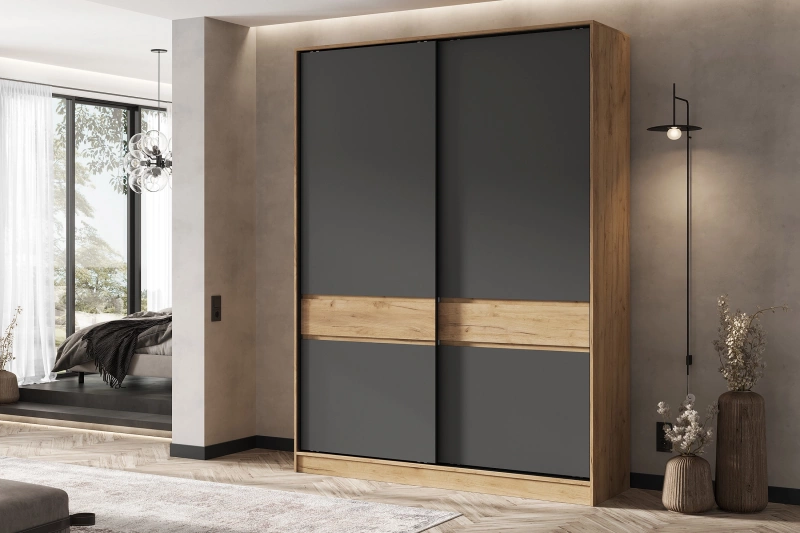 Прихожая Роджина Шкаф-купе 1800 МИФ (Графит, Дуб крафт)